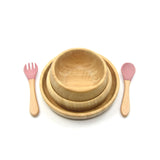 Bamboo Bowl with Suction Base