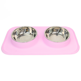 Pet Feeding Set with 2 Removable Bowls (700mL Each)