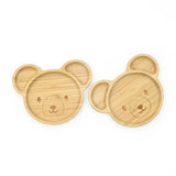 Big Ears Bear Bamboo Divided Plate with Suction Base