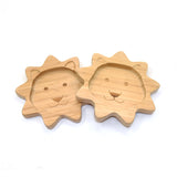 Lion Design Suction Plate in Bamboo