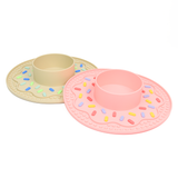 Donut Design Slow Feeder Mat with Bowl