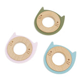 Cat Wood Silicone Teether