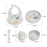 5-in-1 Silicone Baby Feeding Set, Almond Milk