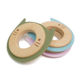 Cat Wood Silicone Teether