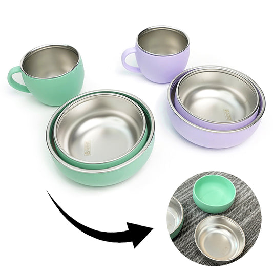 Silicone Baby Dinner Set with Removable Stainless Steel Bowl