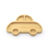 Car-shaped Suction Divided Plate in Bamboo