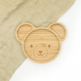 Big Ears Bear Bamboo Divided Plate with Suction Base