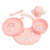 5-in-1 Silicone Baby Feeding Set, Pink