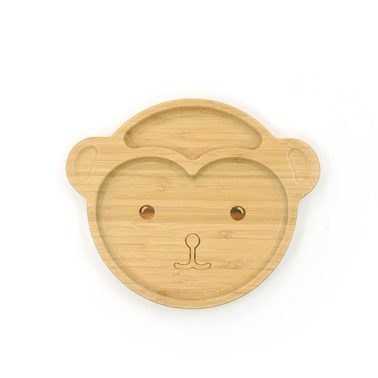 Monkey Bamboo Divided Plate with Suction Base