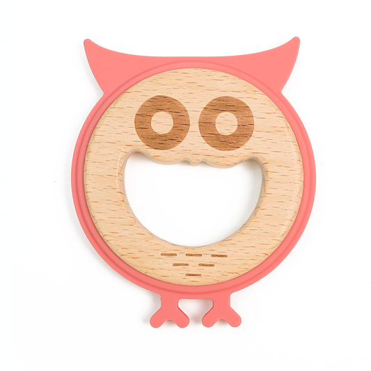 Owl Wood Silicone Teether
