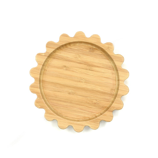 Sunflower Design Suction Plate in Bamboo