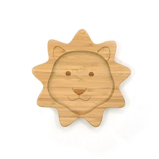 Lion Design Suction Plate in Bamboo