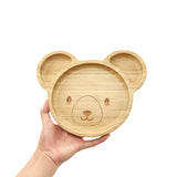 Big Ears Bear Bamboo Divided Plate with Suction Base