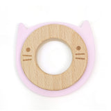 Cat Wood Silicone Teether