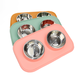 Pet Feeding Set with 2 Removable Bowls (400mL Each)