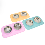 Pet Feeding Set with 2 Removable Bowls (700mL Each)