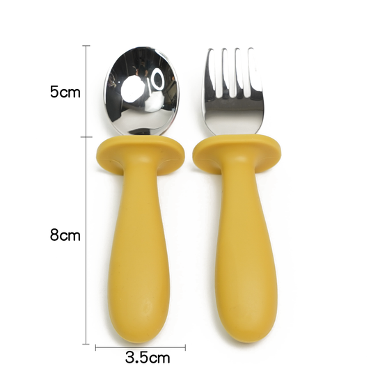 New Design Silicone Handle Baby Spoons & Forks