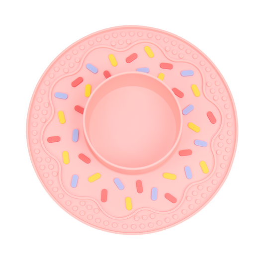 Donut Design Slow Feeder Mat with Bowl