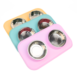 Pet Feeding Set with 2 Removable Bowls (700mL Each)