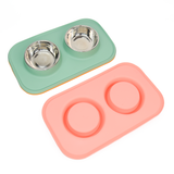 Pet Feeding Set with 2 Removable Bowls (400mL Each)